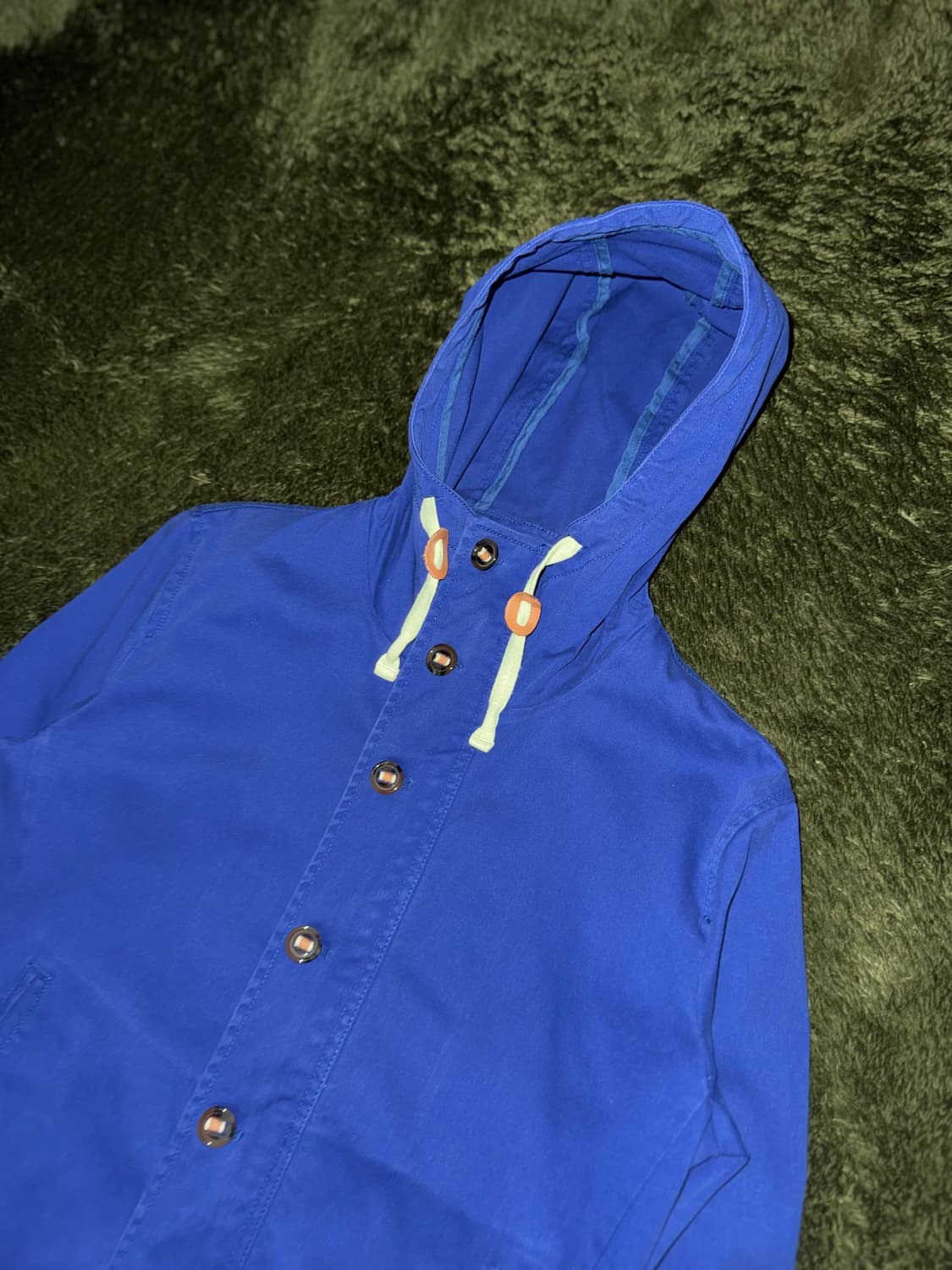 [M] BEAMS 빔즈 투웨이 후디드 코튼 자켓 블루 상품이미지2