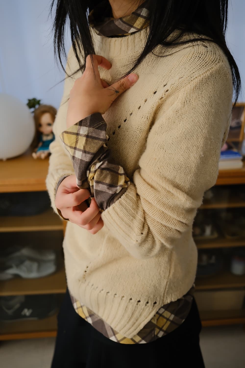 Cashmere back button cardigan 상품이미지4