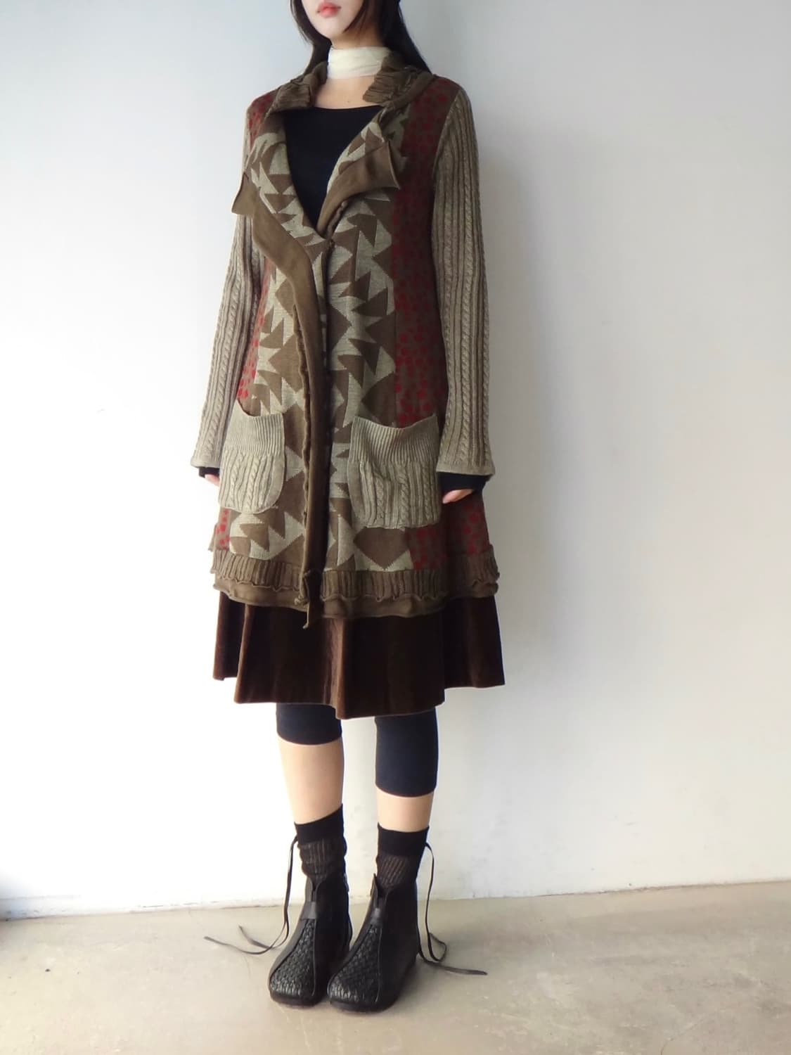 Cut out patch pattern cardigan 상품이미지7