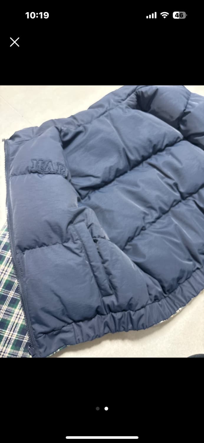 체크 네이비 양면 숏패딩 상품이미지2