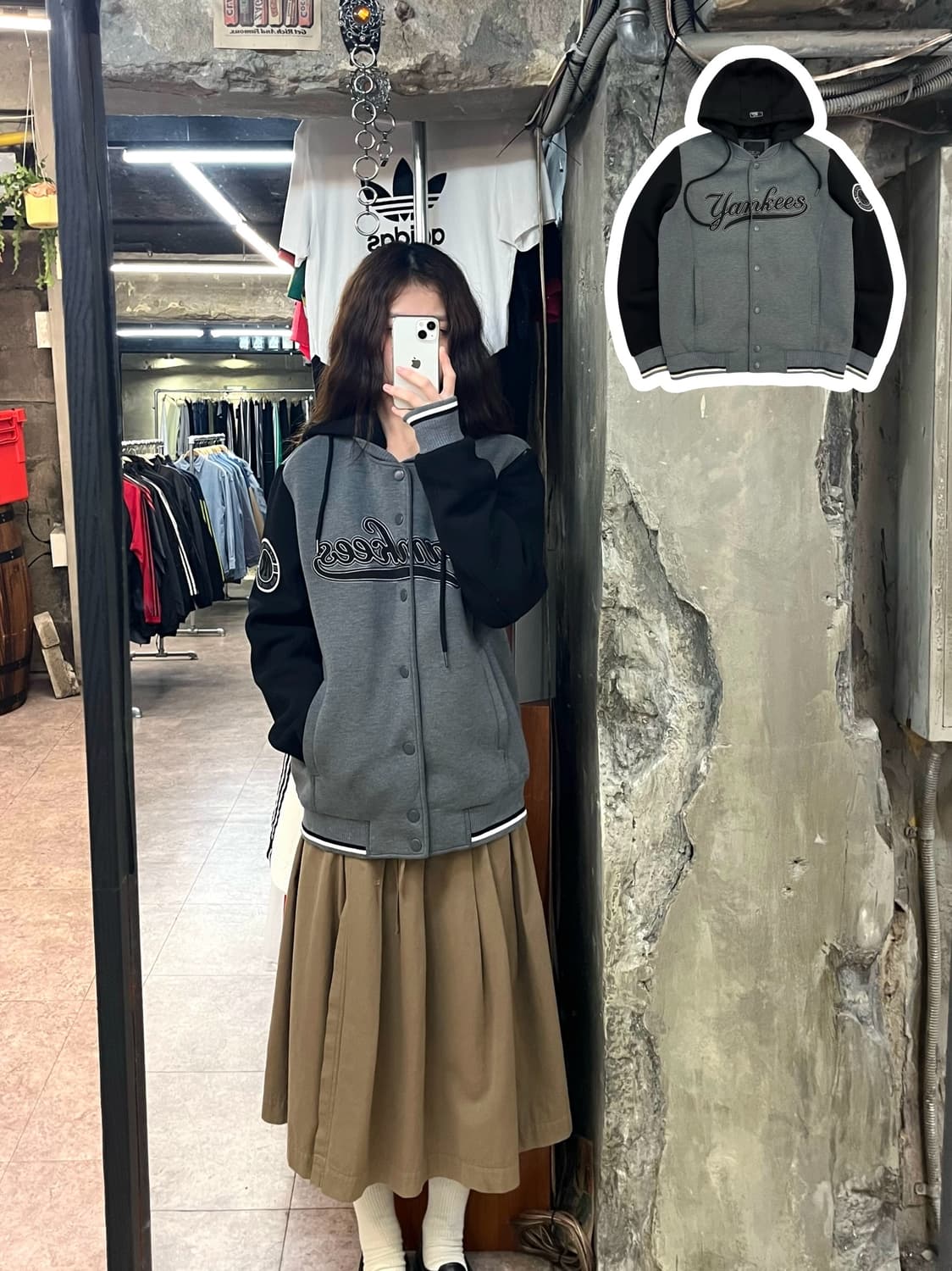 엠엘비 양키스 후드 바시티 자켓 그레이 100 #csz2631 상품이미지1