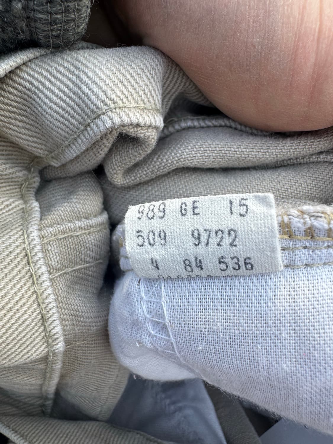 80s 리바이스 빈티지 509 스트레이트핏 베이지 카키 코튼 데님 팬츠 상품이미지7