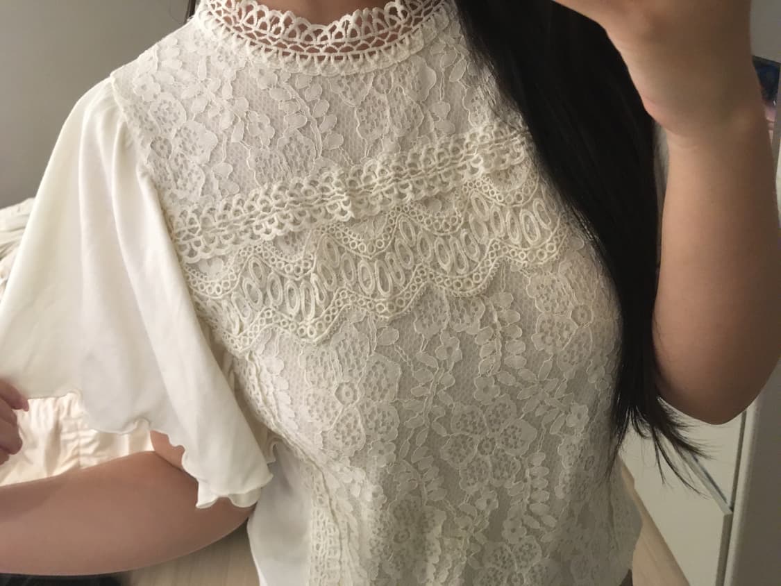 아이보리 레이스 모리걸 블라우스 상품이미지2