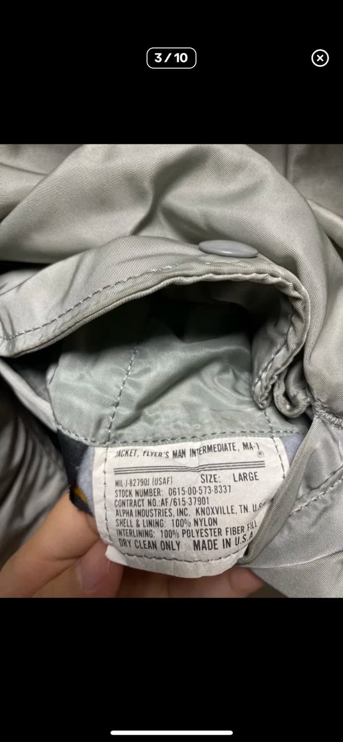 L) 90s USA 알파사 ma1 그레이 상품이미지3