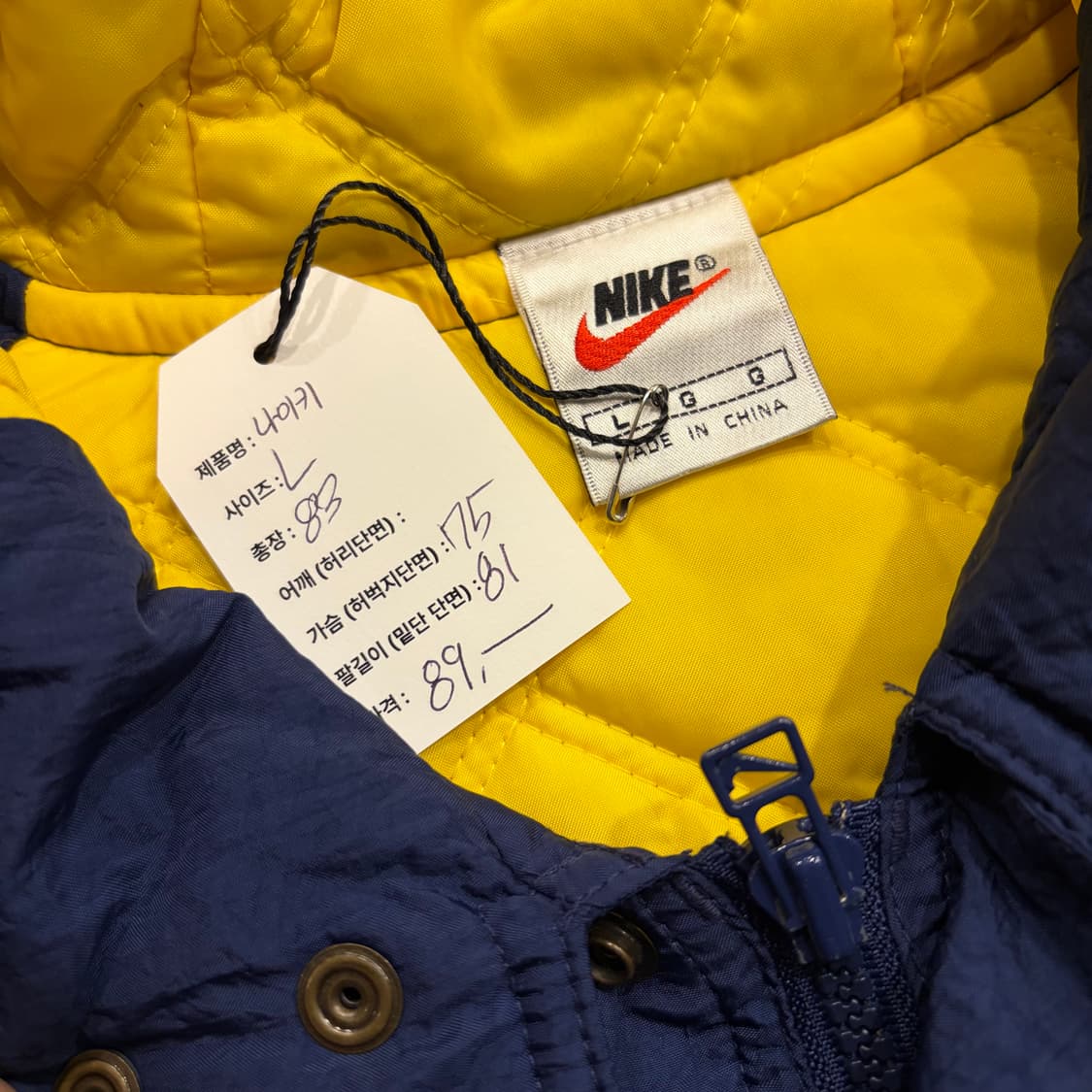 [L] 올드 나이키 빅스우시 돕바 패딩 네이비 B851 상품이미지5