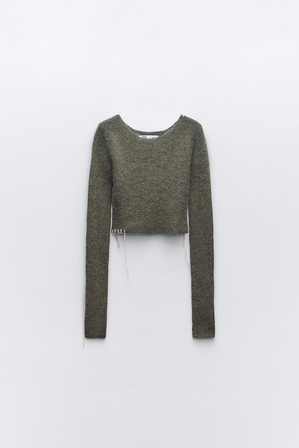 (M) 자라 콘트라스트 스티치 크롭 니트 상품이미지1