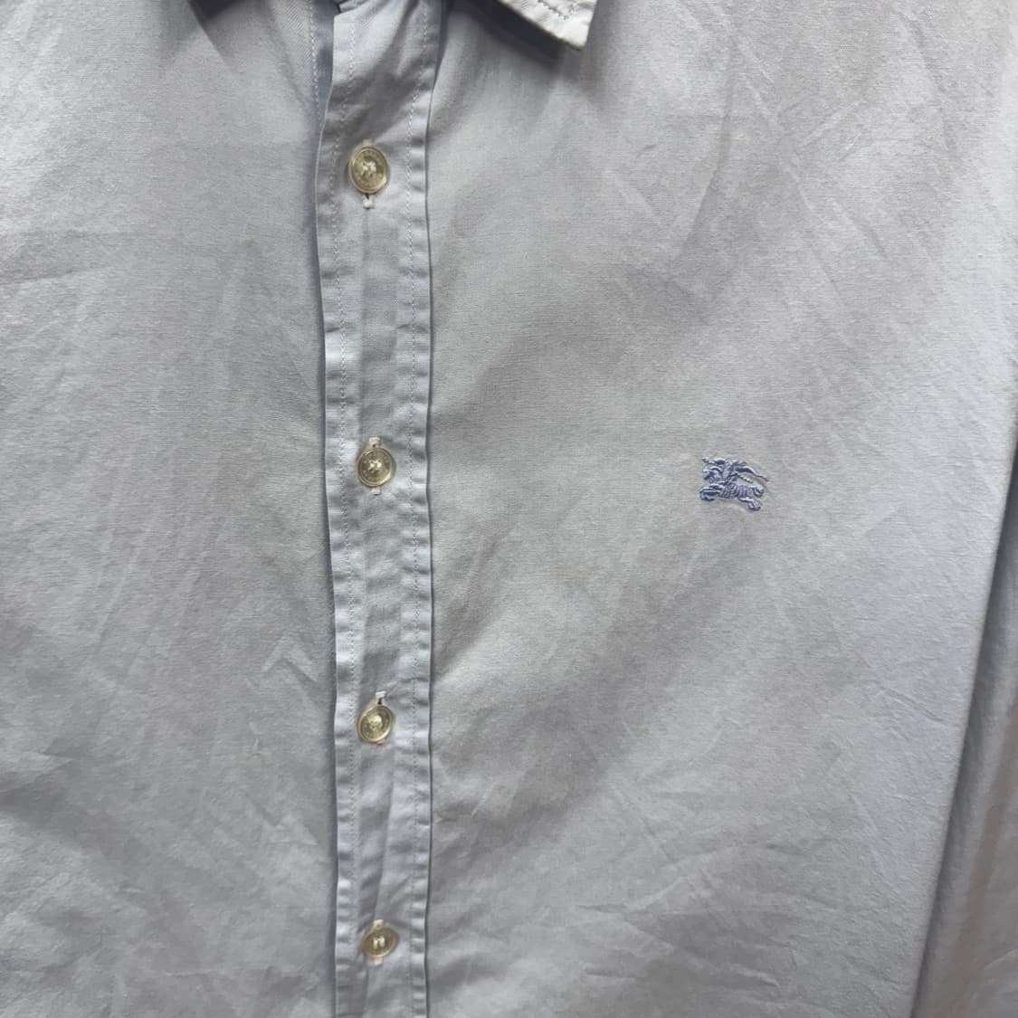 버버리 브릿 긴팔 셔츠 기사 로고 포인트 스카이블루 상품이미지5