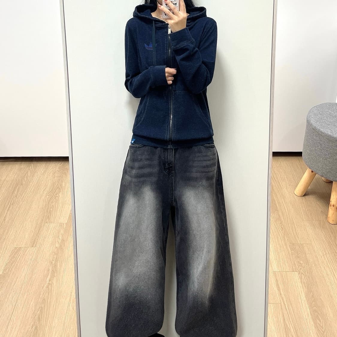 아디다스 파이어버드 데님 코튼 후드집업 상품이미지1