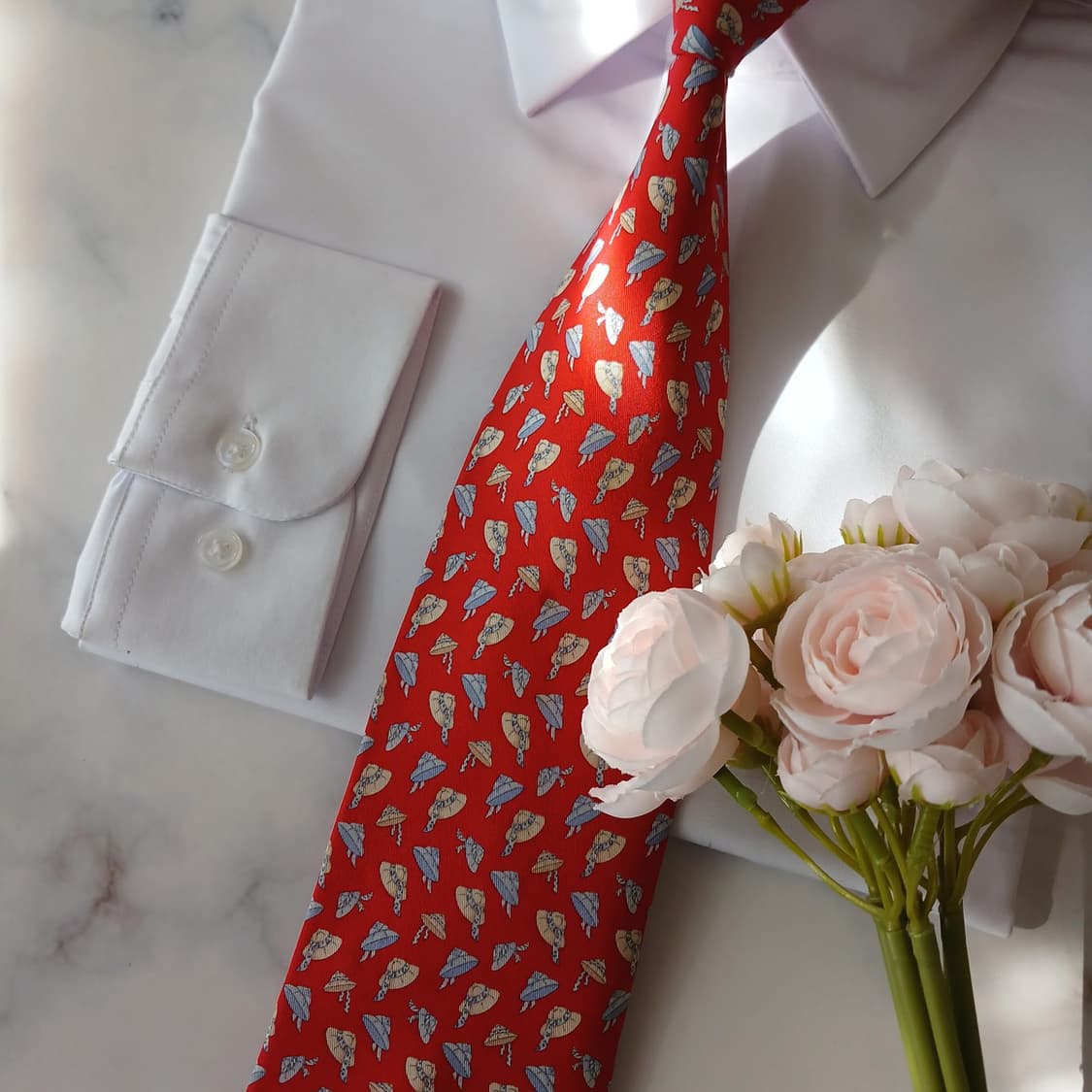 헌팅월드 실크 레드 익스플로러 햇 넥타이 9.6cm A+등급 A18857 상품이미지5