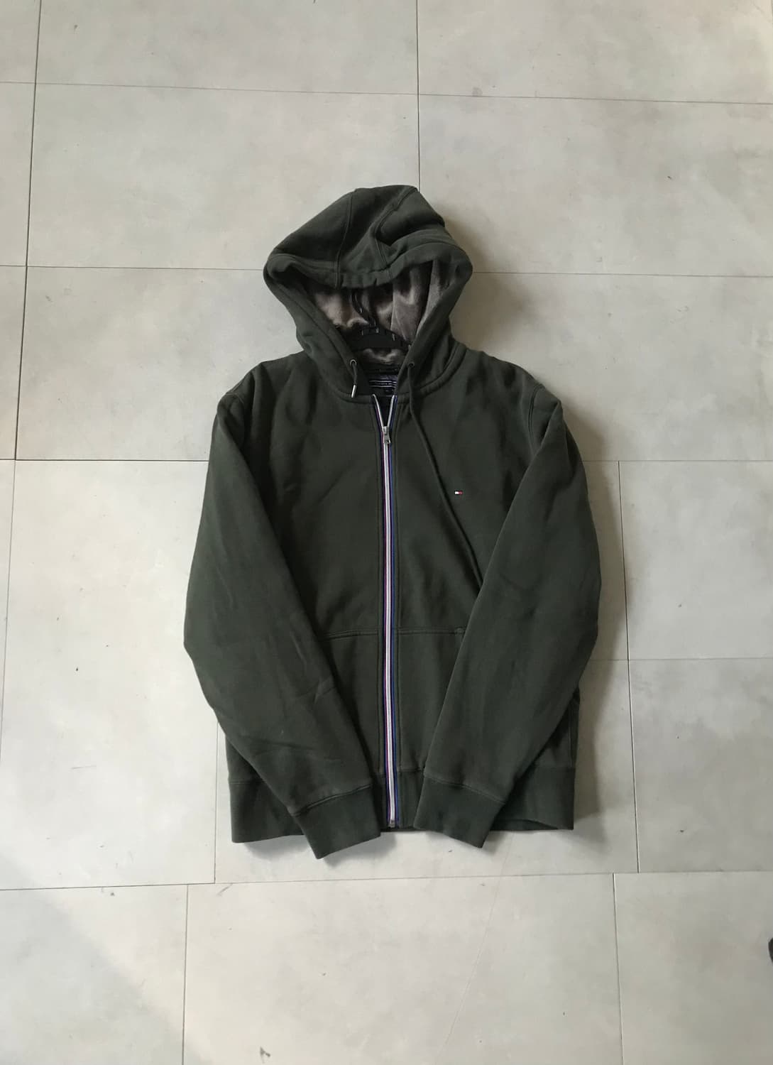 타미힐피거 카키 오버핏 퍼후드집업 상품이미지6