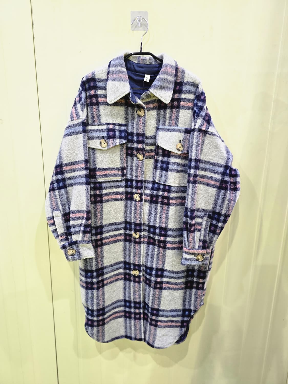 체크 롱 셔츠 자켓 상품이미지1