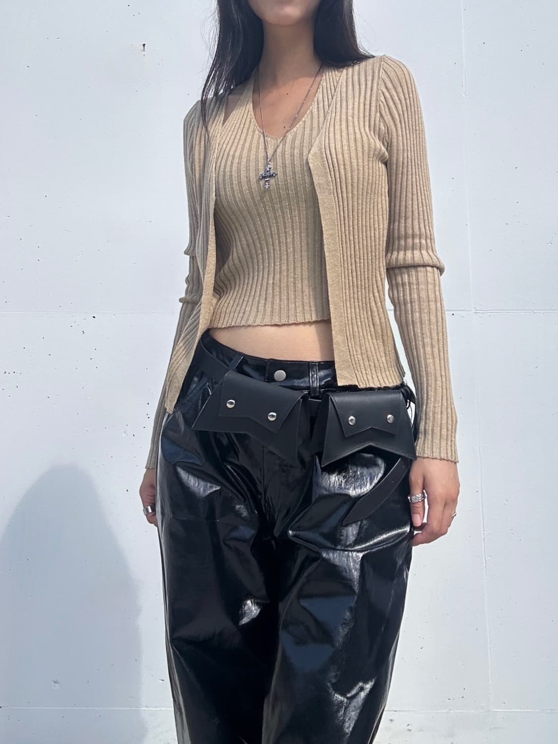 DEINET straight coated glossy pants 상품이미지5