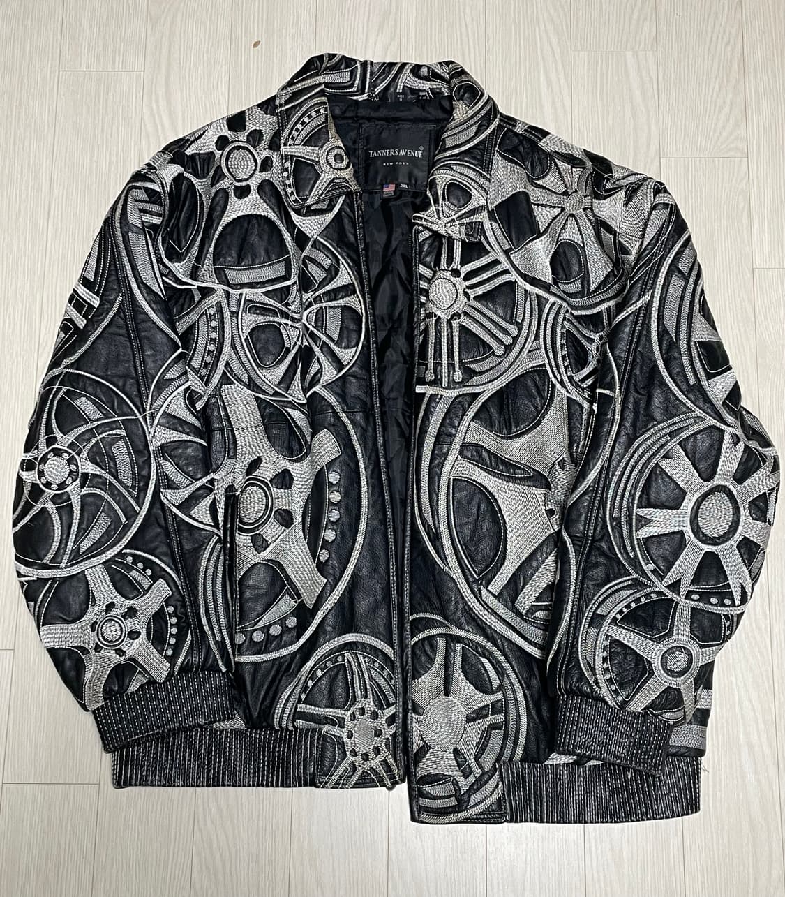 (2XL) 테너스에비뉴 휠 자수 레더 자켓 상품이미지1