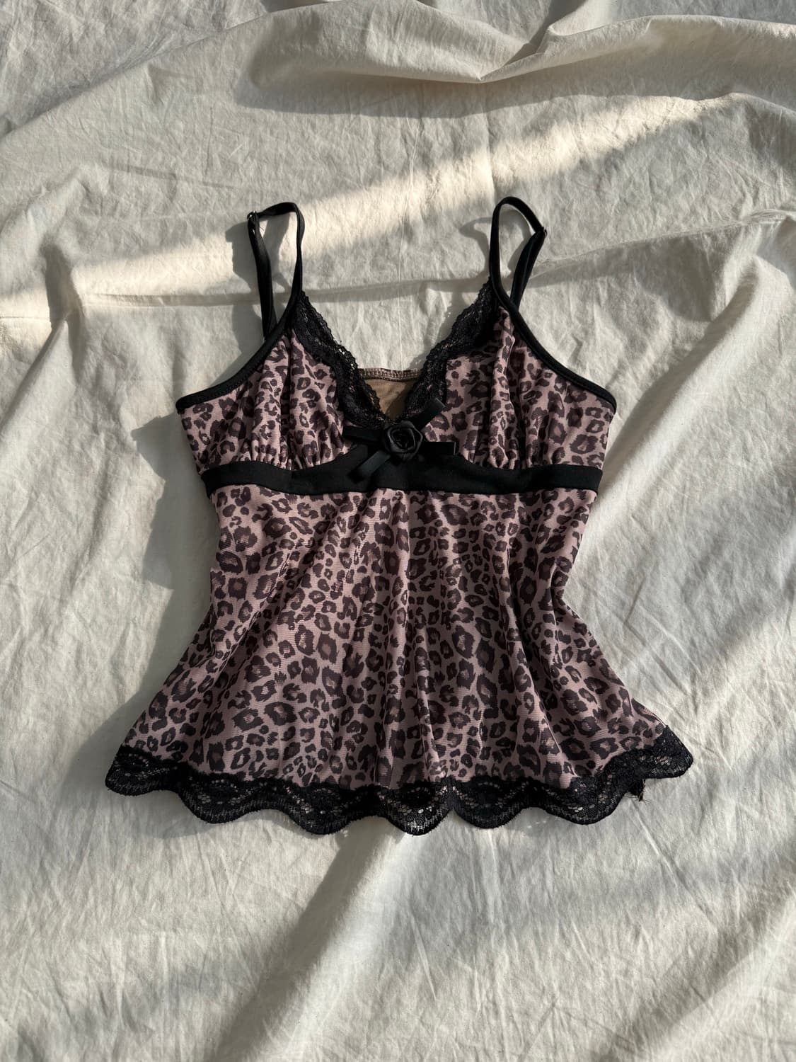 갸루 펑크 호피 슬리브리스 상품이미지1