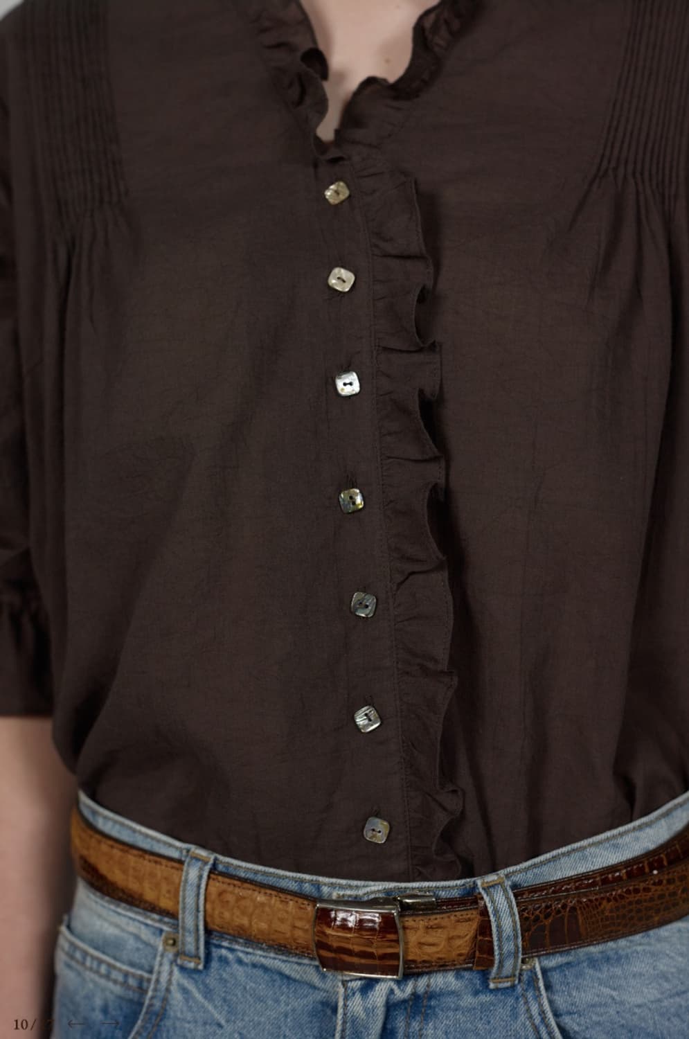 비아플레인 빅토리아 블라우스 브라운 상품이미지4