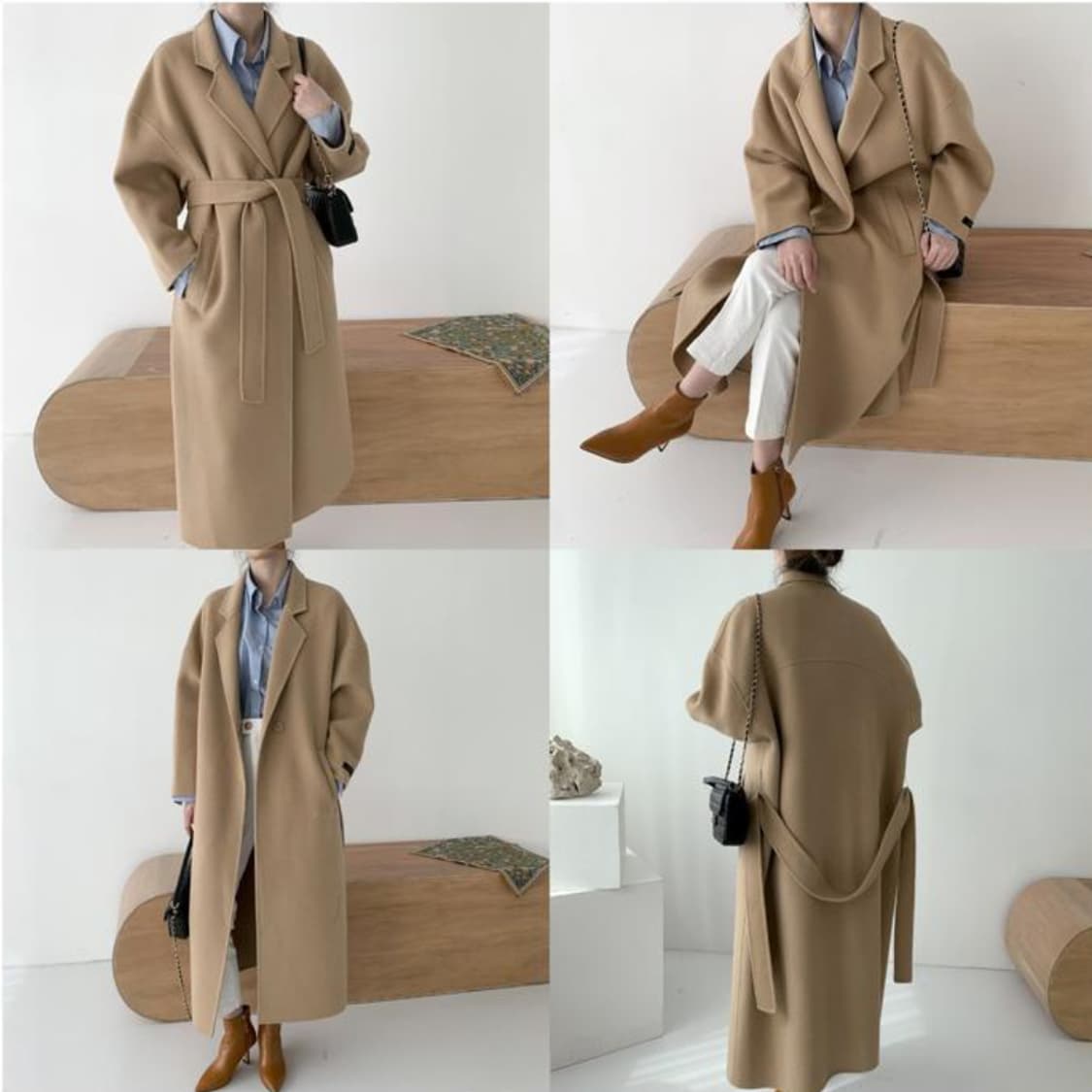 라비(RAVI) 핸드메이드 벨티드 울코트 프리사이즈 새상품 상품이미지6