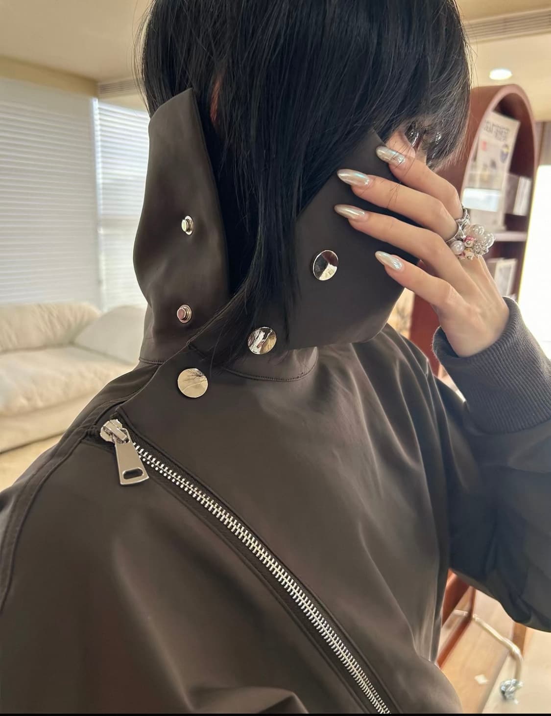 사선 지퍼 디테일 봄버 자켓 상품이미지1