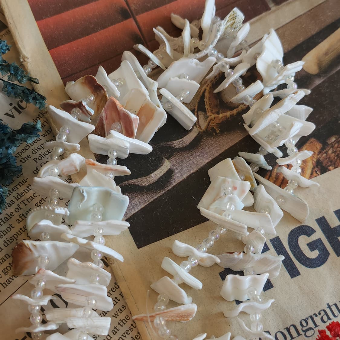 90s 프랑스 빈티지 쥬얼리 하와이안 서퍼 비치 쉘 목걸이 빈티지 목걸이 상품이미지3