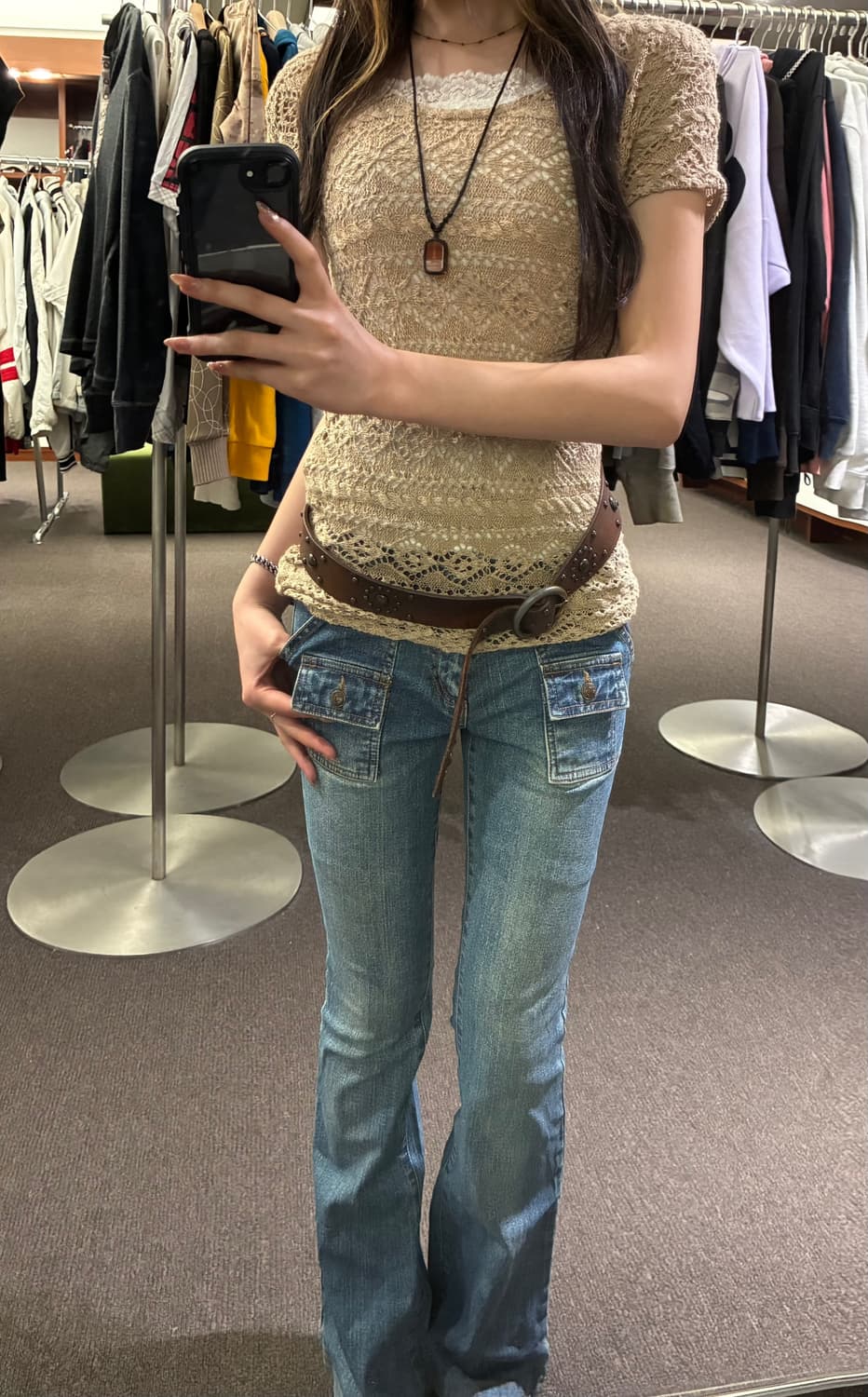 61-87)Japanese vintage 여성 부츠컷 카고 데님팬츠 상품이미지9