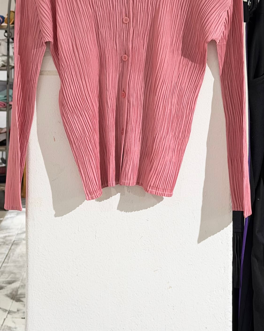 플리츠 플리즈 핑크 롱슬리브 셔츠/ 밴딩 롱 스커트 셋업 상품이미지4