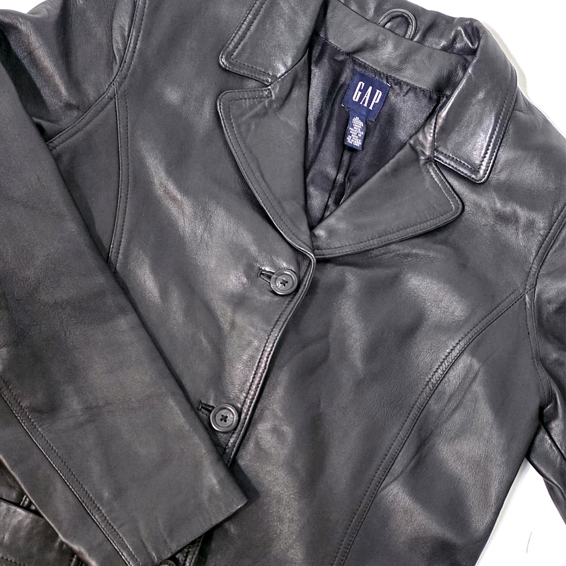 [M] 90s 갭 레더 블레이저 블랙 상품이미지4