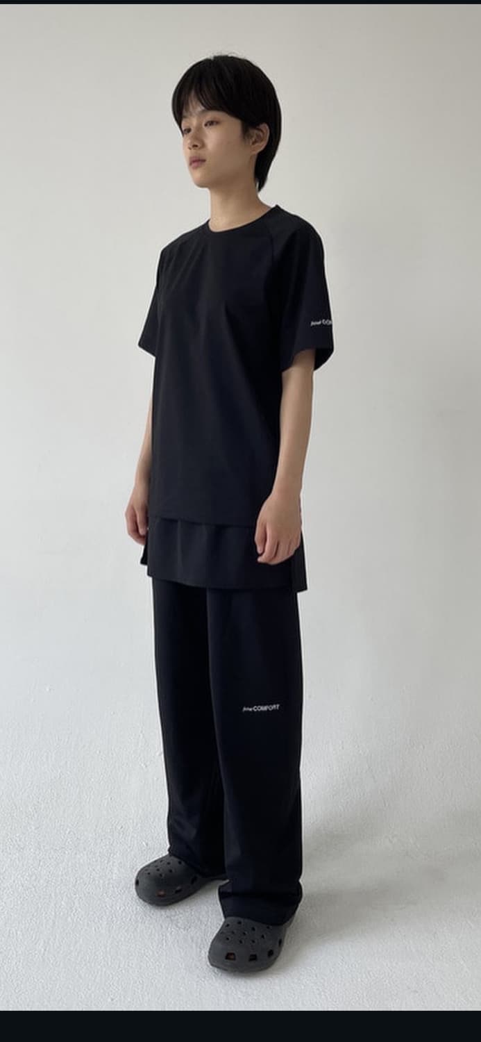 지초이 컴포트 jichoi comfort 22-003 레이어드 팬츠 블랙 상품이미지1