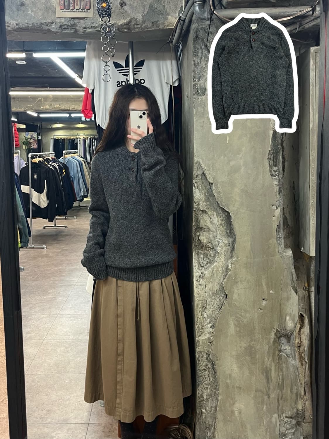 엘엘빈 버튼 니트 딥그레이 M #csz2366 상품이미지1