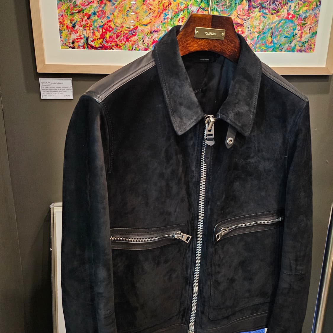 톰포드 신상 블랙 풀그레인 레더 스웨이드 트러커 자켓 상품이미지3