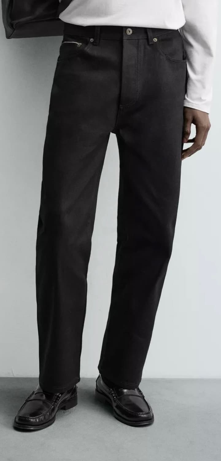 자라 오리진 이탈리아 셀비지 블랙 데님 플레어핏 상품이미지4