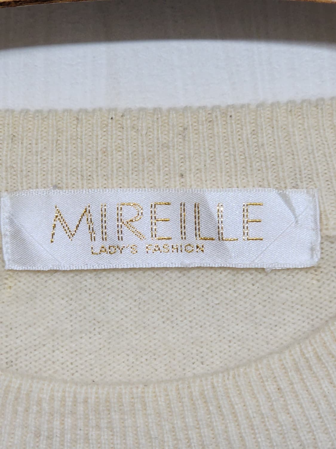 (L) 캐시미어 니트 아이보리 스웨터 무지 라운드  상품이미지3