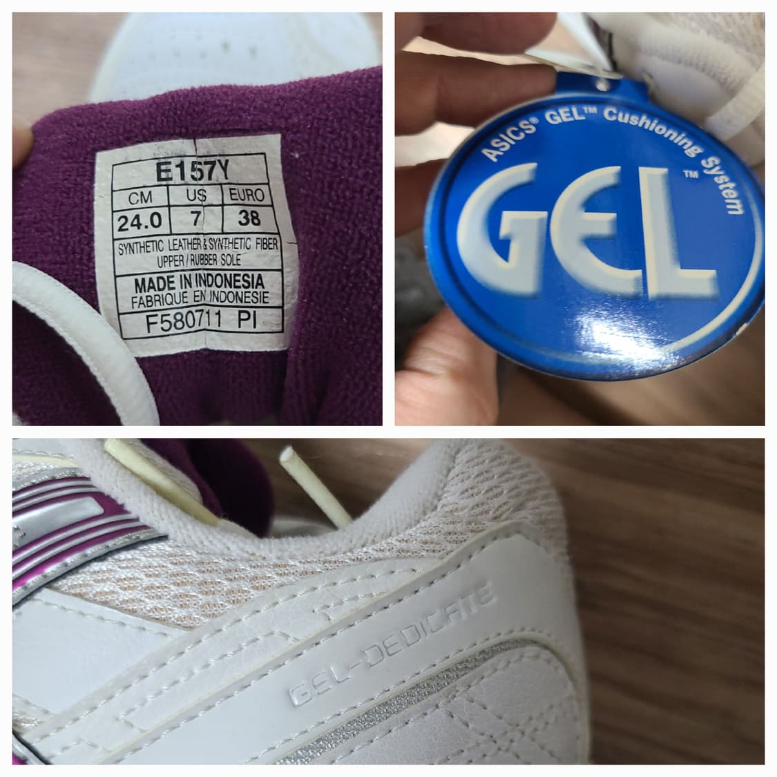 (240 새제품) 아식스 젤 화이트/실버/핑크 오리지널 운동화 신발 상품이미지9