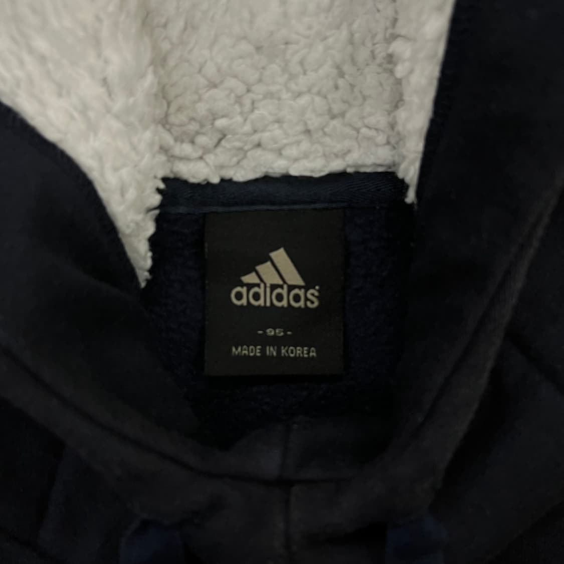 [95] 아디다스 삼각로고 윈터 보아 양털 후드티 네이비 3989 상품이미지5