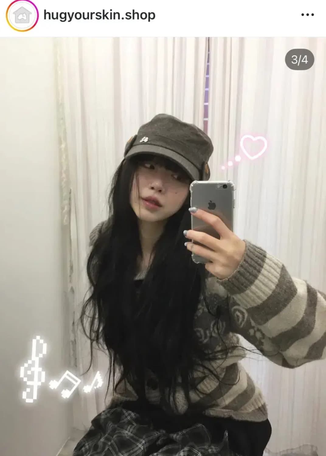 새상품/당일배송) 허그유어스킨 도트 버튼 플랩 캡 브라운 상품이미지2