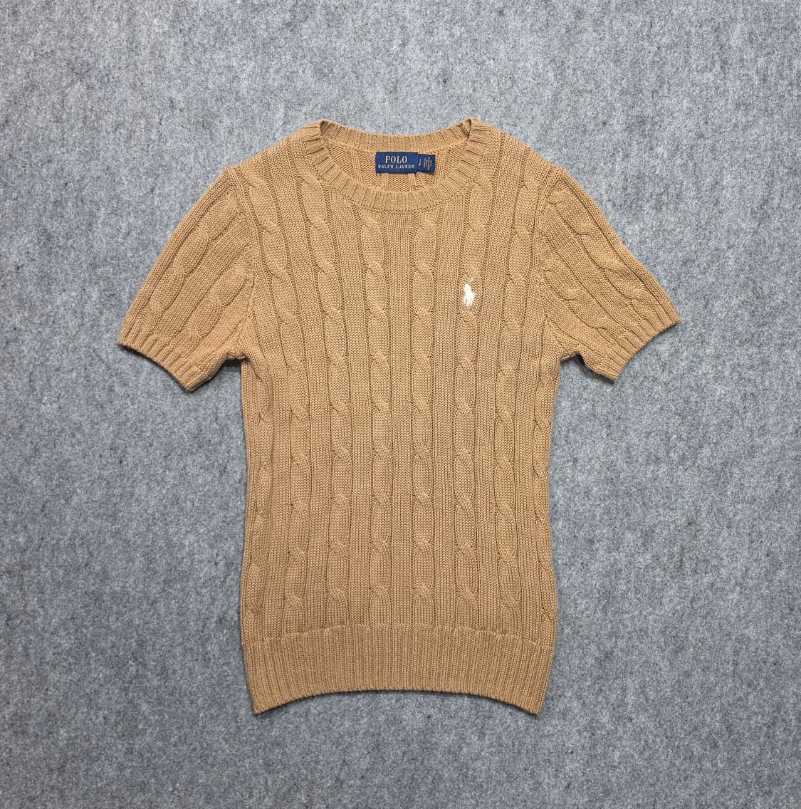 폴로 랄프로렌 꾀배기 케이블 라운드넥 반팔 니트 여성 S 상품이미지1
