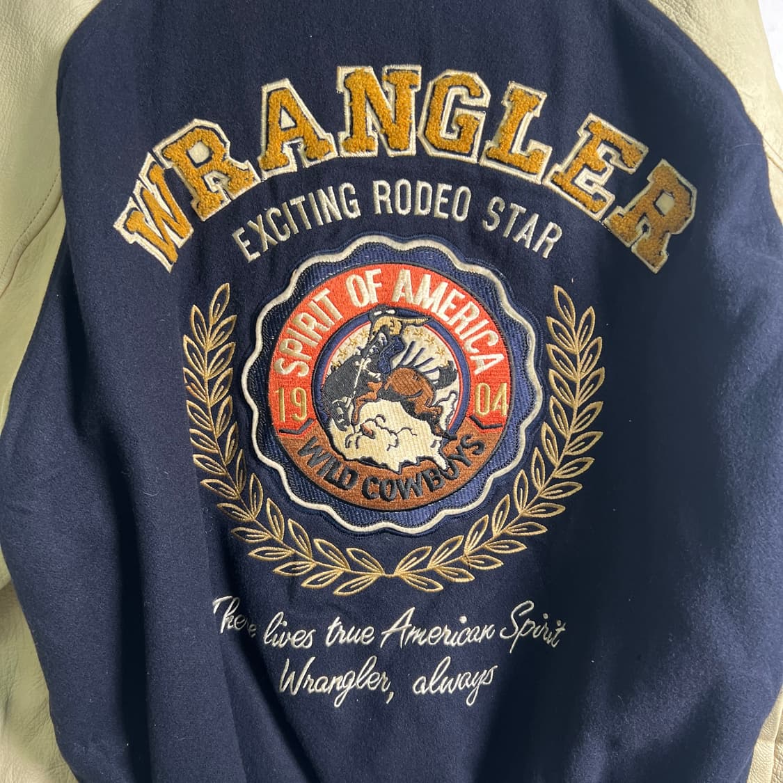 90's 랭글러 카우보이 웨스턴 레더 바시티 자켓 L 상품이미지6
