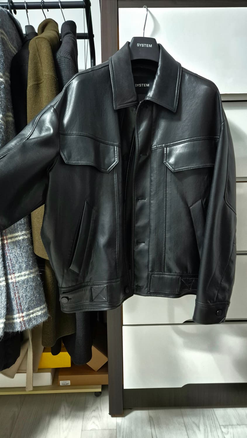 시스템옴므 블랙 가죽자켓 (페이크레더) 상품이미지1