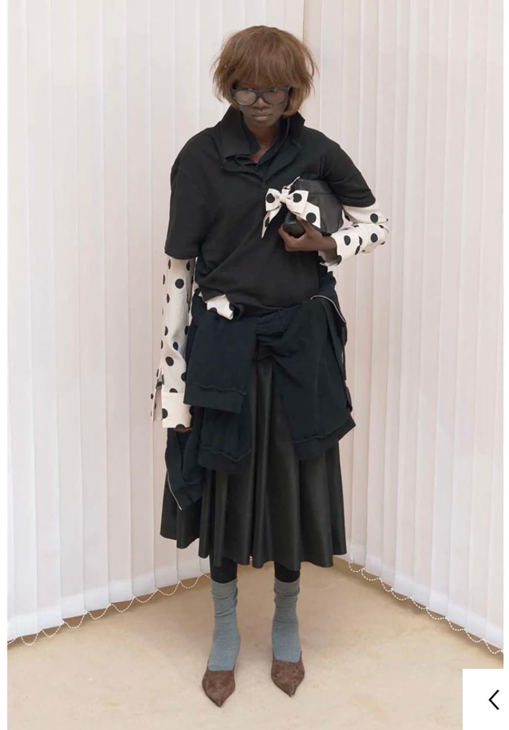 나타샤진코 폴카 닷 폴로 셔츠 블랙 베이지 상품이미지2