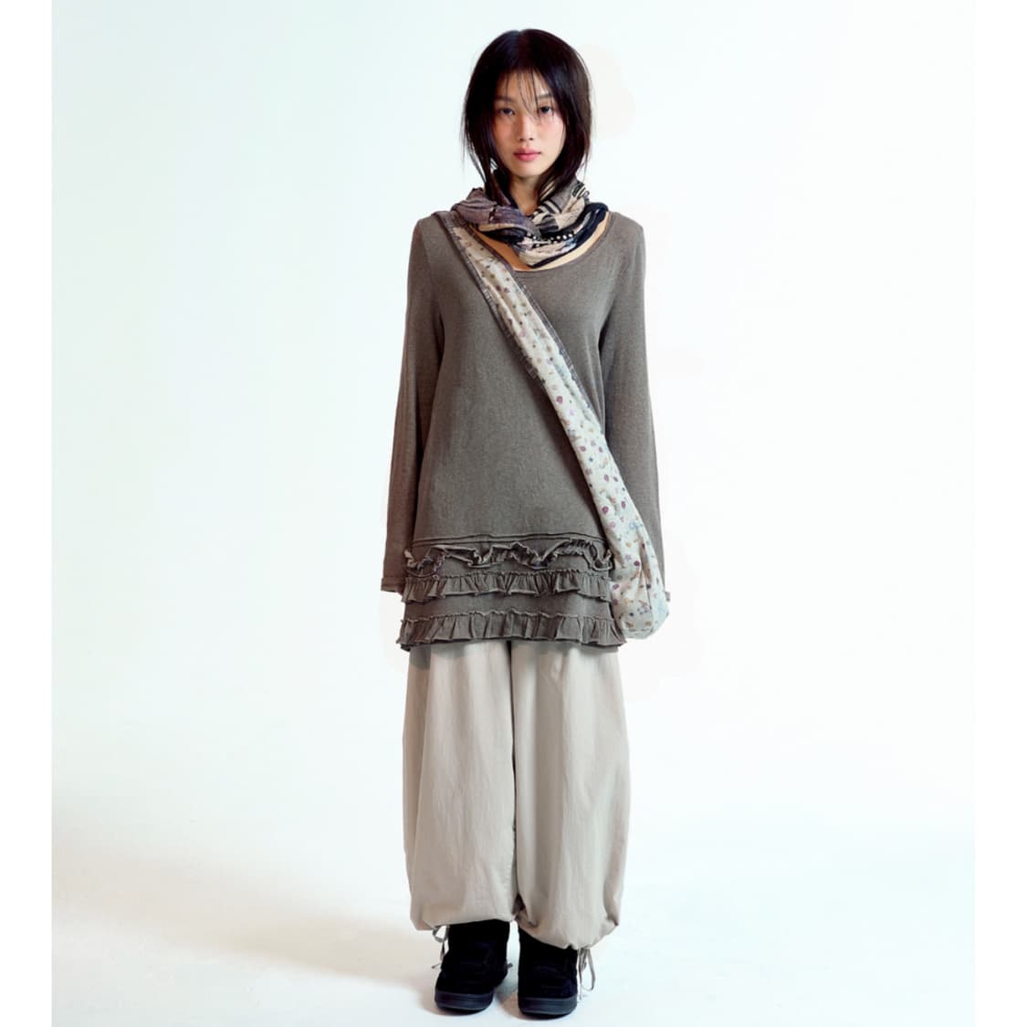 [2] 코이세이오 멀티플 프릴 드레스 브라운 원피스 상품이미지3