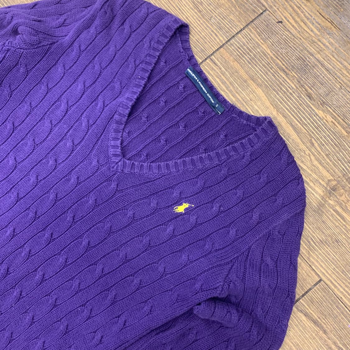 폴로 랄프로렌 V넥 꽈배기 니트 S 상품이미지3