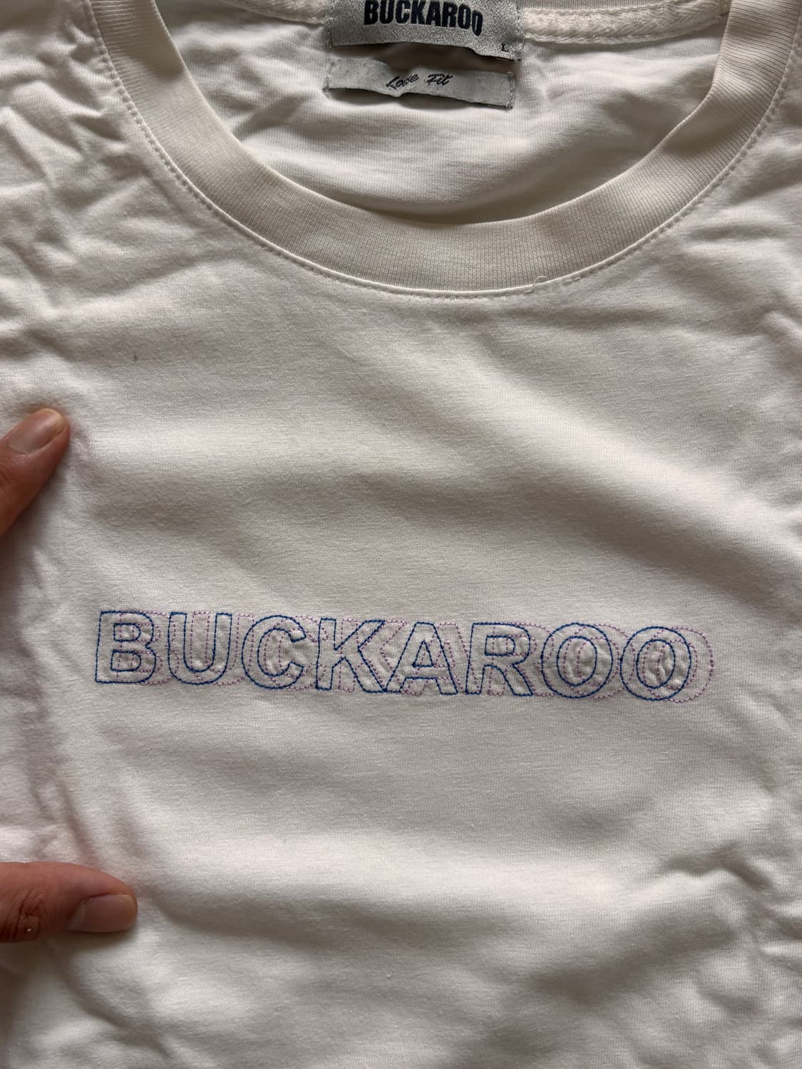BUCKAROO 자수 로고 루즈핏 반팔티 화이트 L  상품이미지4