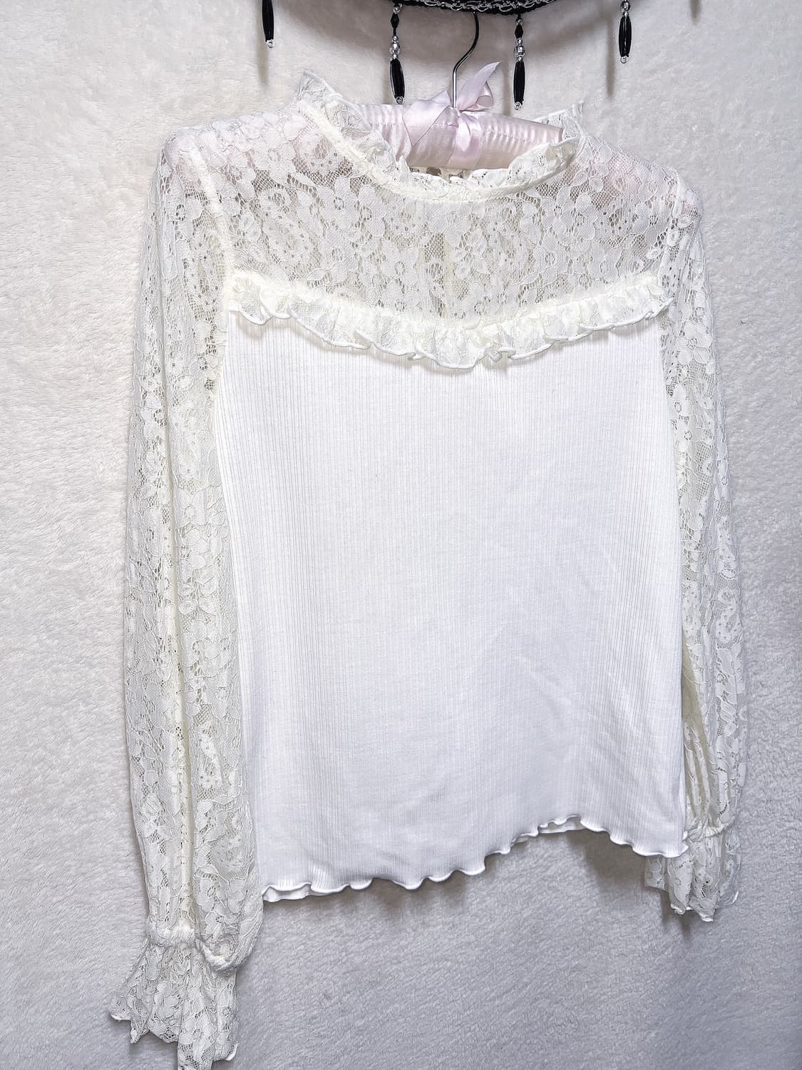 로맨틱고딕 엔젤릭 고스로리타 히메갸루 양산형 프릴레이스 블라우스 핀터 상품이미지8