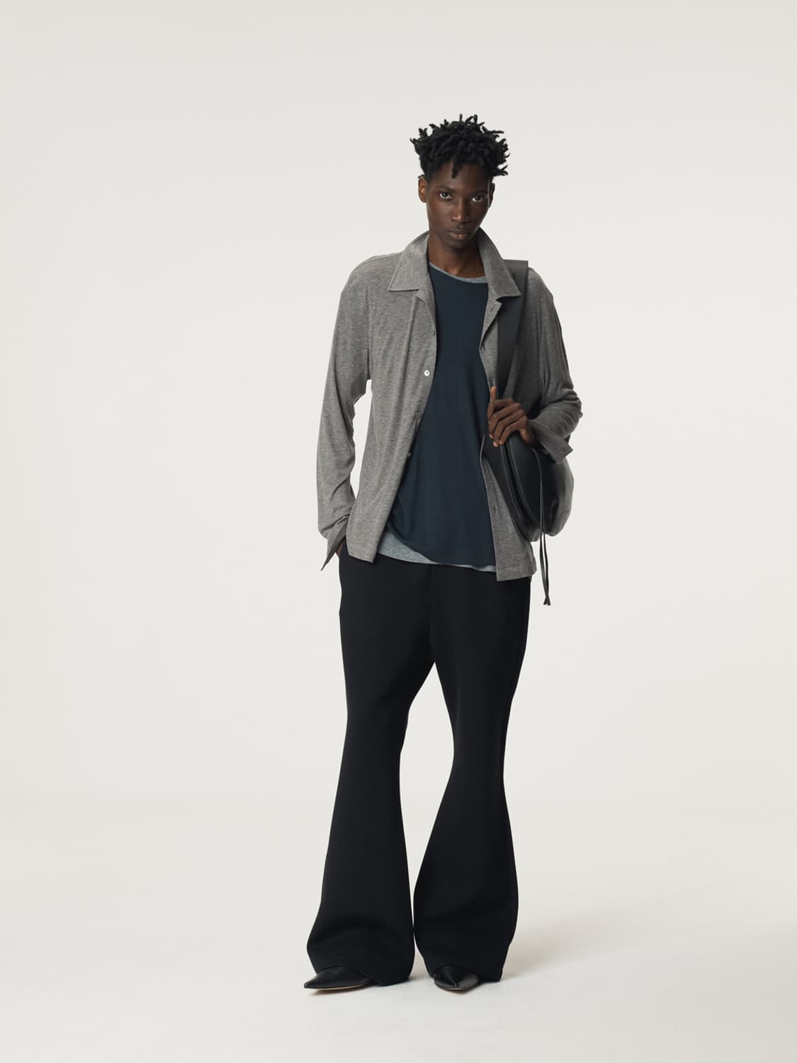 렉토 슬림핏 저지 셔츠 멜란지 그레이 상품이미지4