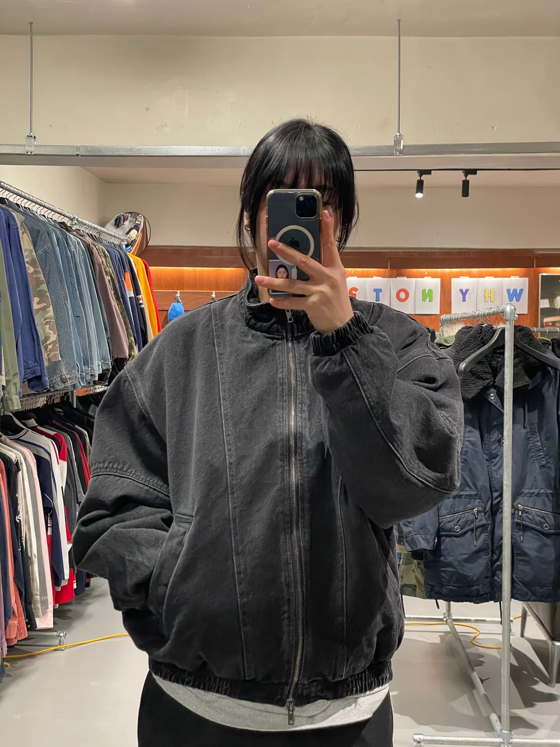 에잇세컨즈 오버핏 투웨이 흑청 블루종 자켓  상품이미지2