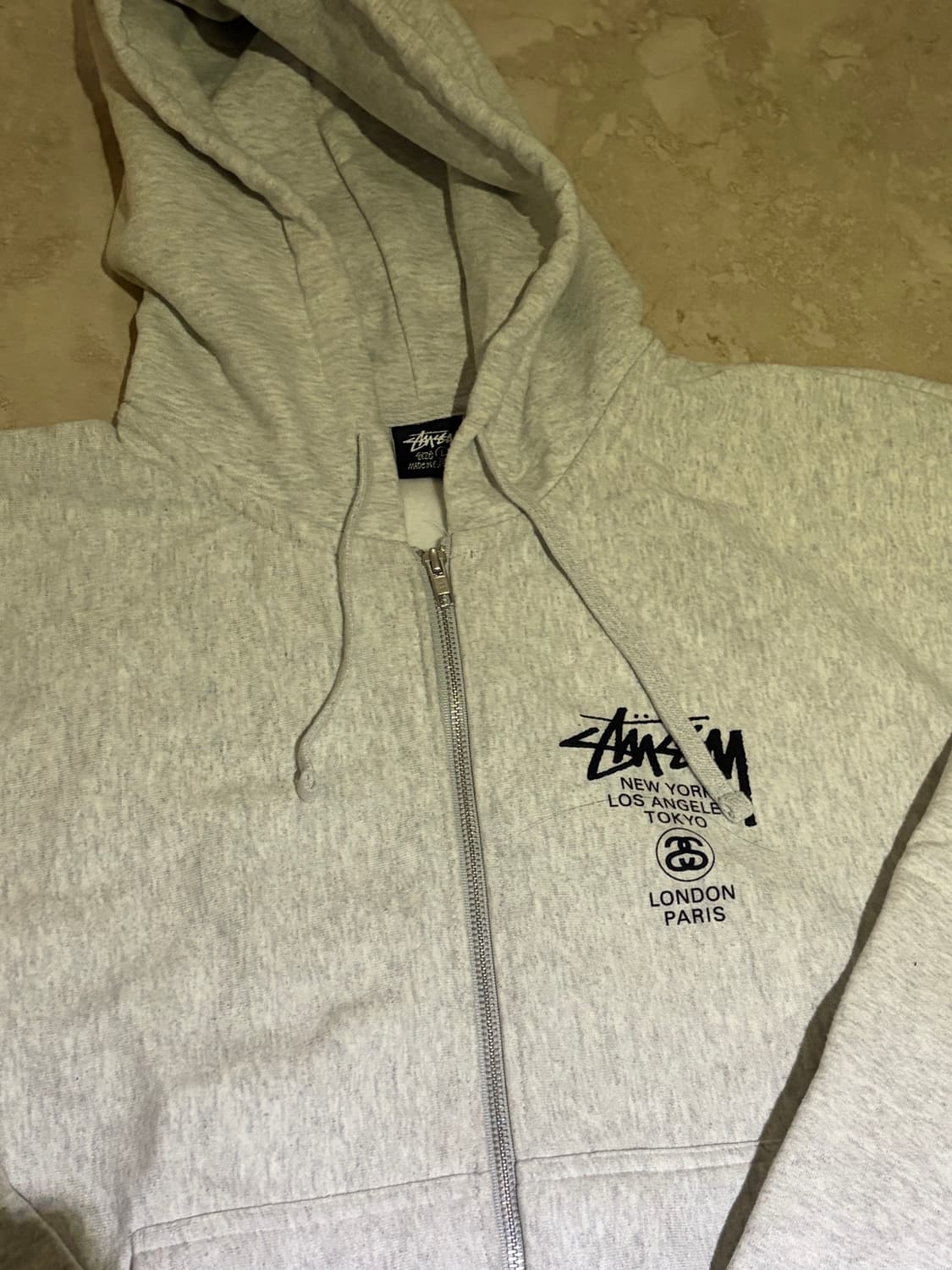 스투시 월드투어 후드집업 애쉬헤더 L 상품이미지2