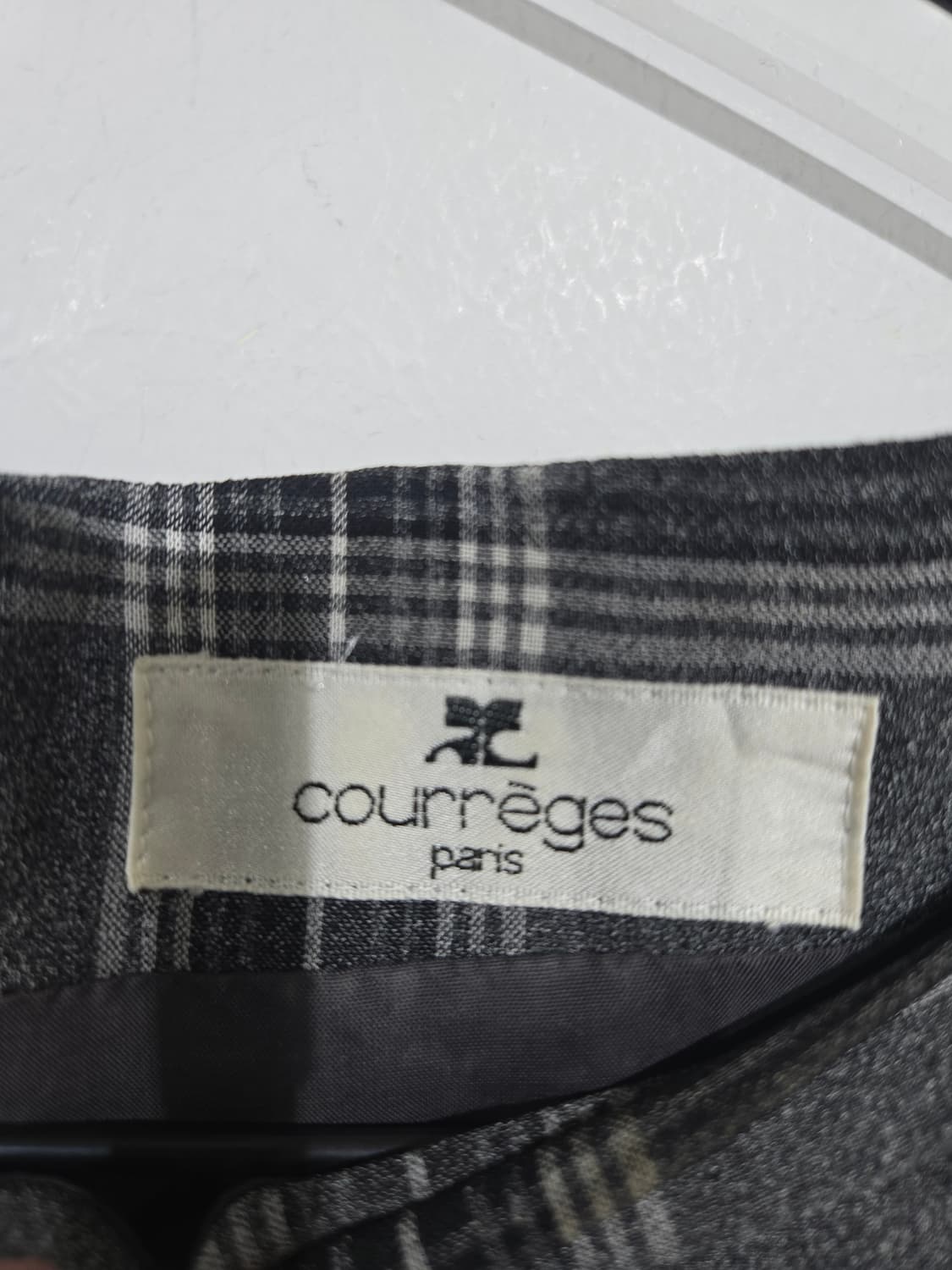 꾸레쥬 체크 패턴 반팔 원피스 그레이 상품이미지5