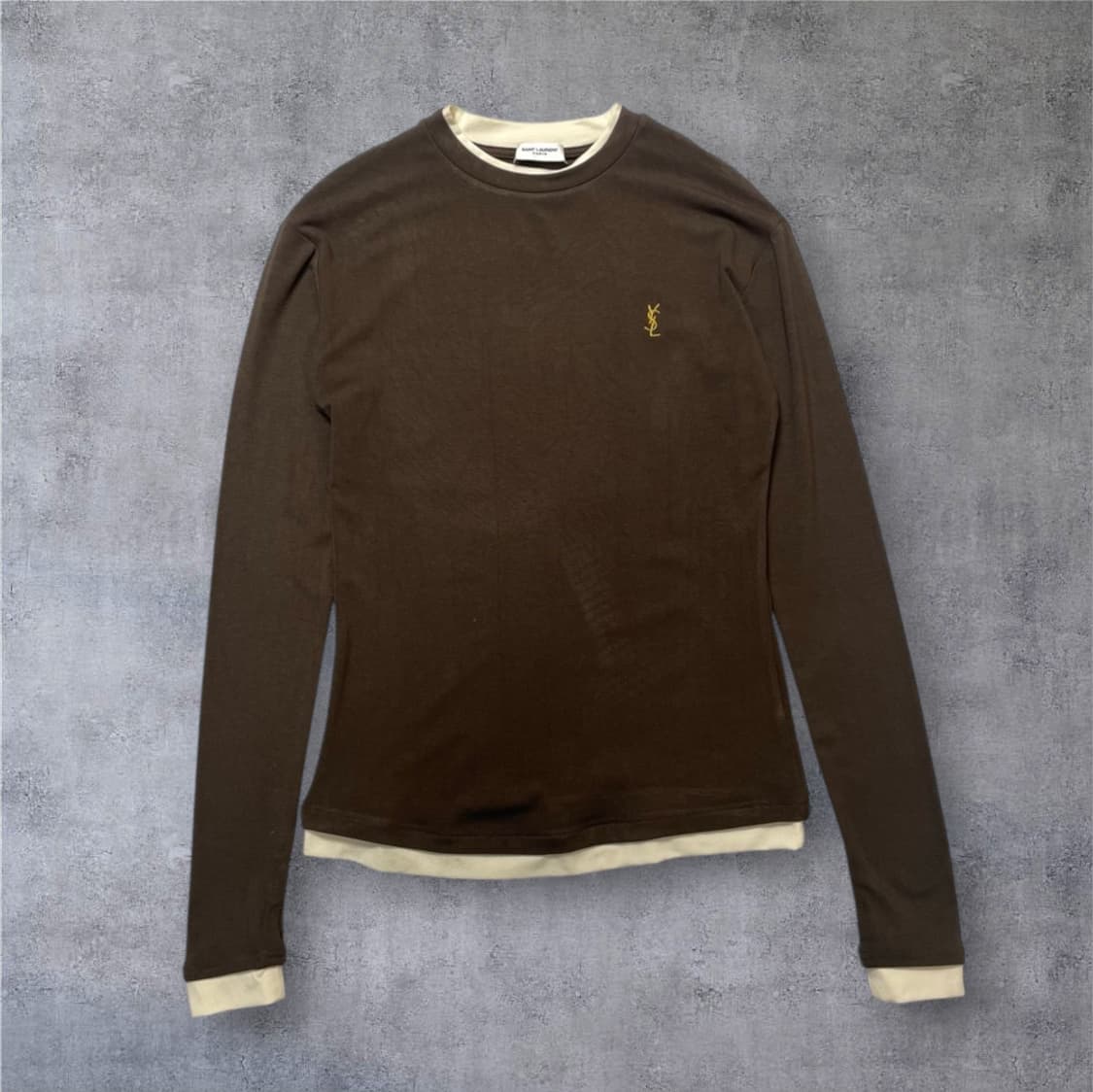 생로랑 Saint laurent 브라운 레이어드 긴팔 티셔츠 상품이미지1
