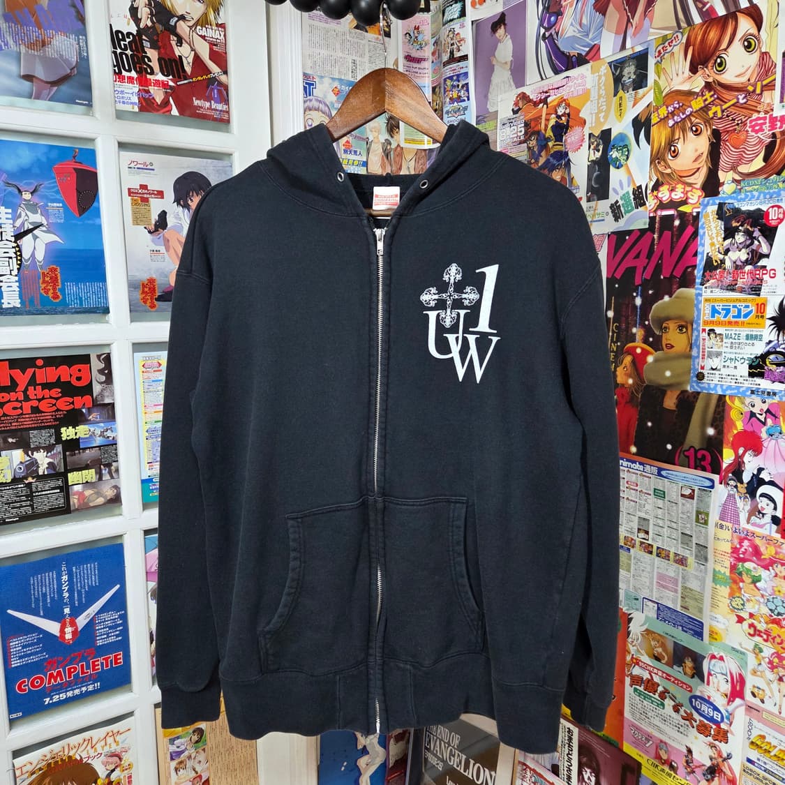 JPN 빈티지 프린팅 블랙 후드집업 상품이미지2