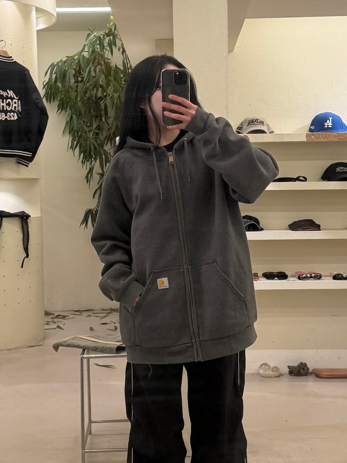 칼하트 집업 후드 워크 후디 차콜 U416 상품이미지1