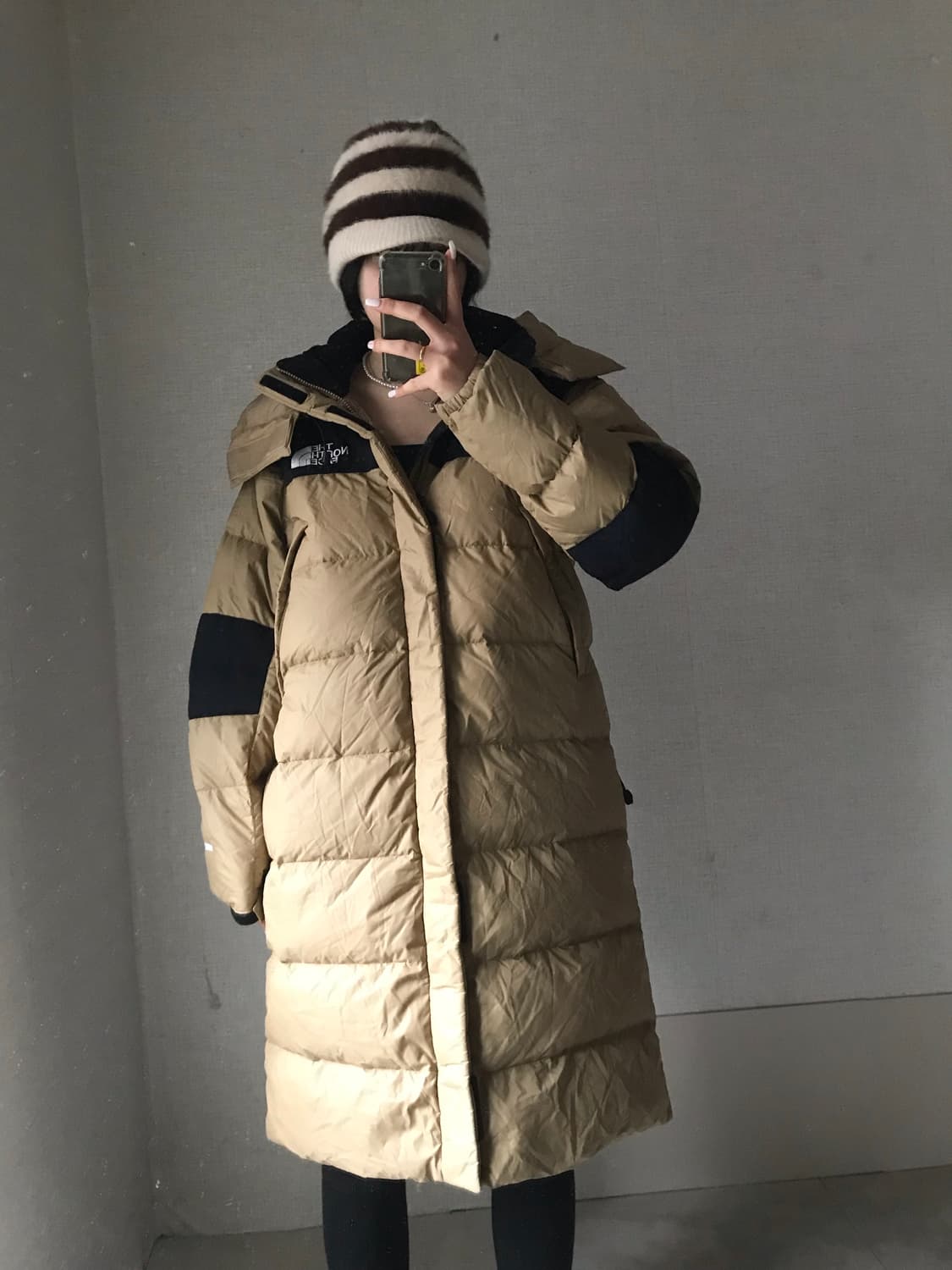 노페 베이지 롱패딩 상품이미지4