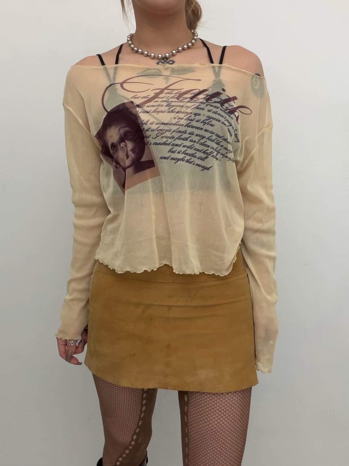 아이보리 포토그래픽 시스루 탑  상품이미지2